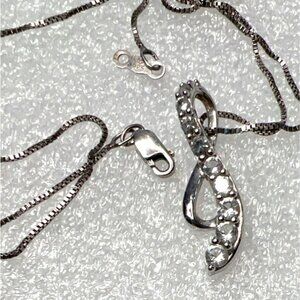 Sterling Silver Infinity Cubic Zirconia Pendant Necklace 925 Sun Jewelry Box Cha